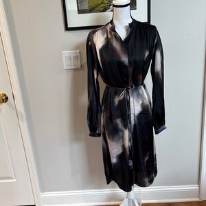H&M Black Brown and Gray Tie-Waist Dress